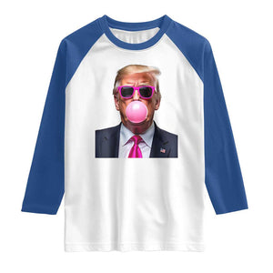 Trump Pink Bubblegum Raglan Shirt Blowing Bubble Gum TS02 White Royal Print Your Wear