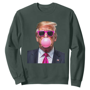 Trump Pink Bubblegum Sweatshirt Blowing Bubble Gum TS02 Dark Forest Green Print Your Wear