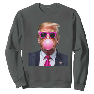 Trump Pink Bubblegum Sweatshirt Blowing Bubble Gum TS02 Dark Heather Print Your Wear