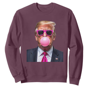 Trump Pink Bubblegum Sweatshirt Blowing Bubble Gum TS02 Maroon Print Your Wear