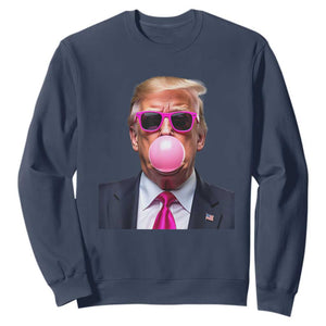 Trump Pink Bubblegum Sweatshirt Blowing Bubble Gum TS02 Navy Print Your Wear