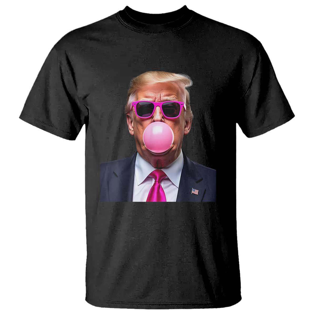 Trump Pink Bubblegum T Shirt Blowing Bubble Gum TS02 Black Print Your Wear