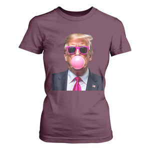 Trump Pink Bubblegum T Shirt For Women Blowing Bubble Gum TS02 Maroon Print Your Wear