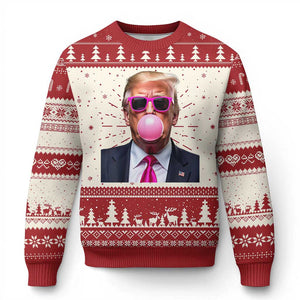 Trump Pink Bubblegum Ugly Christmas Sweater Blowing Bubble Gum TS02 Red Print Your Wear