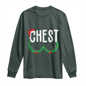 Christmas Matching Couple Long Sleeve Shirt Chestnuts Funny Xmas Chest TS02 Dark Forest Green Print Your Wear