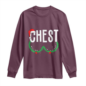 Christmas Matching Couple Long Sleeve Shirt Chestnuts Funny Xmas Chest TS02 Maroon Print Your Wear