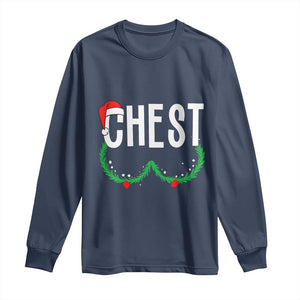 Christmas Matching Couple Long Sleeve Shirt Chestnuts Funny Xmas Chest TS02 Navy Print Your Wear