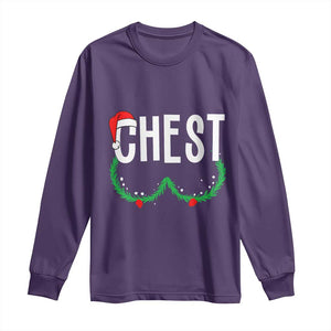 Christmas Matching Couple Long Sleeve Shirt Chestnuts Funny Xmas Chest TS02 Purple Print Your Wear