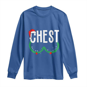 Christmas Matching Couple Long Sleeve Shirt Chestnuts Funny Xmas Chest TS02 Royal Blue Print Your Wear