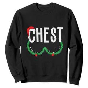 Christmas Matching Couple Sweatshirt Chestnuts Funny Xmas Chest TS02 Black Print Your Wear