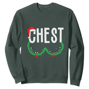 Christmas Matching Couple Sweatshirt Chestnuts Funny Xmas Chest TS02 Dark Forest Green Print Your Wear