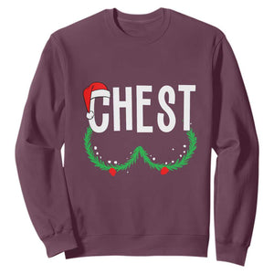 Christmas Matching Couple Sweatshirt Chestnuts Funny Xmas Chest TS02 Maroon Print Your Wear