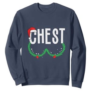 Christmas Matching Couple Sweatshirt Chestnuts Funny Xmas Chest TS02 Navy Print Your Wear