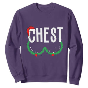 Christmas Matching Couple Sweatshirt Chestnuts Funny Xmas Chest TS02 Purple Print Your Wear