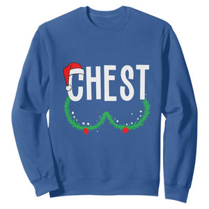 Christmas Matching Couple Sweatshirt Chestnuts Funny Xmas Chest TS02 Royal Blue Print Your Wear