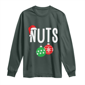 Christmas Matching Couple Long Sleeve Shirt Chestnuts Funny Xmas Nuts TS02 Dark Forest Green Print Your Wear