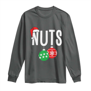 Christmas Matching Couple Long Sleeve Shirt Chestnuts Funny Xmas Nuts TS02 Dark Heather Print Your Wear