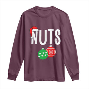 Christmas Matching Couple Long Sleeve Shirt Chestnuts Funny Xmas Nuts TS02 Maroon Print Your Wear