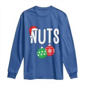 Christmas Matching Couple Long Sleeve Shirt Chestnuts Funny Xmas Nuts TS02 Royal Blue Print Your Wear