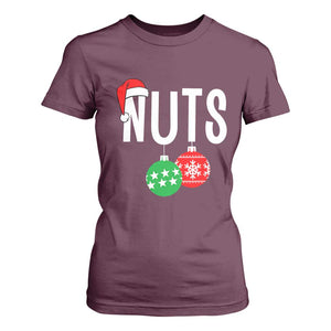 Christmas Matching Couple T Shirt For Women Chestnuts Funny Xmas Nuts TS02 Maroon Print Your Wear