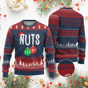 Xmas Matching Couple Ugly Christmas Sweater Chestnuts Funny Xmas Nuts TS02 Burgundy Print Your Wear