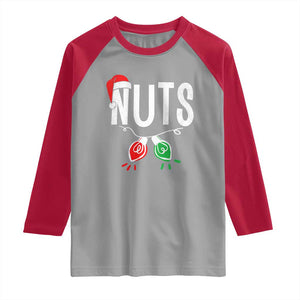 Christmas Matching Couple Raglan Shirt Chestnuts Xmas Funny Nuts TS02 Sport Gray Red Print Your Wear