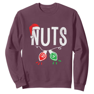 Christmas Matching Couple Sweatshirt Chestnuts Xmas Funny Nuts TS02 Maroon Print Your Wear