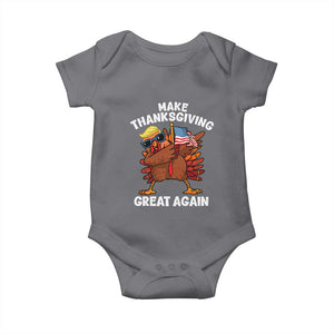 Make Thanksgiving Great Again Baby Onesie Dabbing Turkey Trump American Flag TS02 Charcoal Print Your Wear