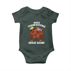 Make Thanksgiving Great Again Baby Onesie Dabbing Turkey Trump American Flag TS02 Dark Forest Green Print Your Wear