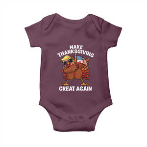 Make Thanksgiving Great Again Baby Onesie Dabbing Turkey Trump American Flag TS02 Maroon Print Your Wear