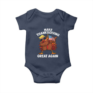 Make Thanksgiving Great Again Baby Onesie Dabbing Turkey Trump American Flag TS02 Navy Print Your Wear