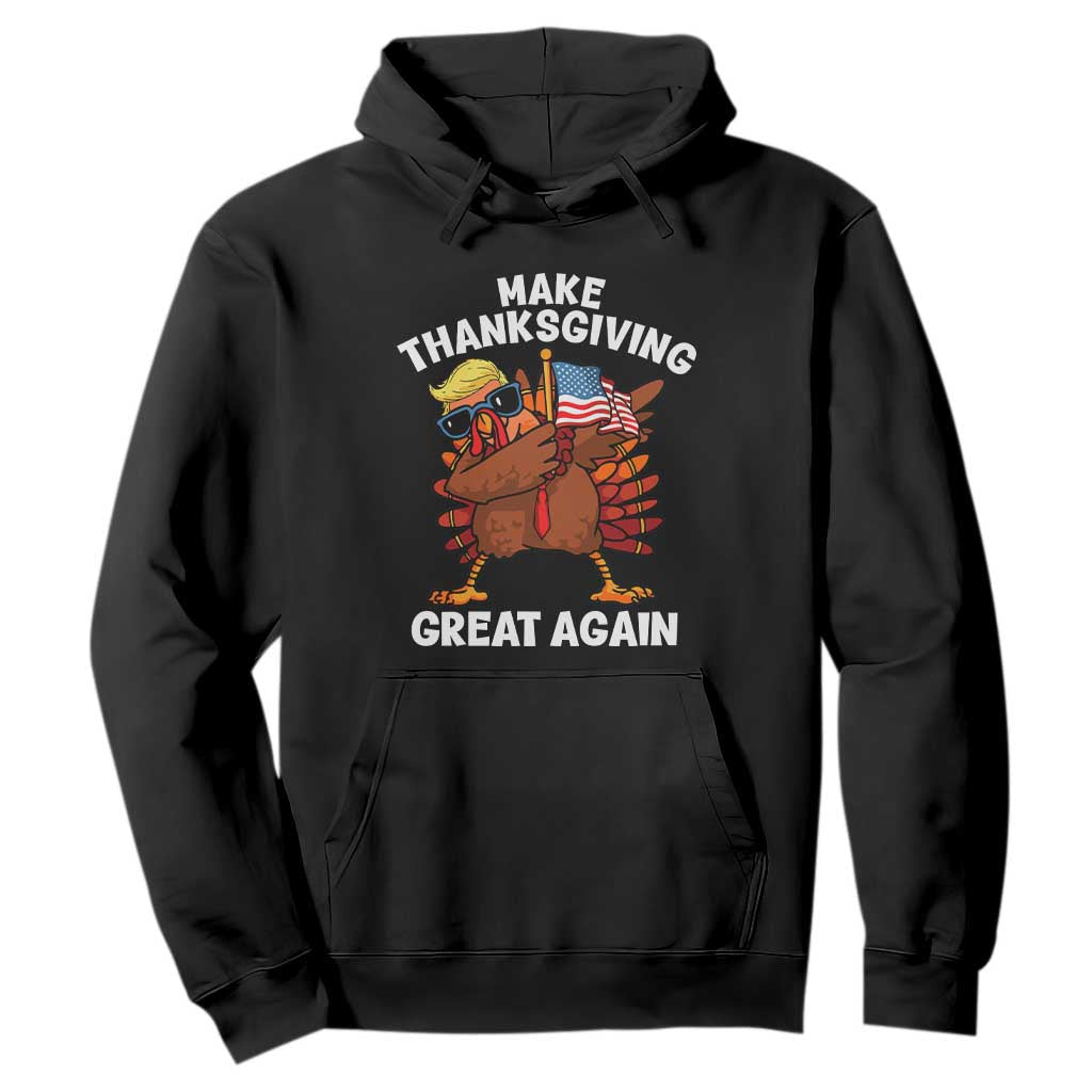 Make Thanksgiving Great Again Hoodie Dabbing Turkey Trump American Flag TS02 Black Print Your Wear