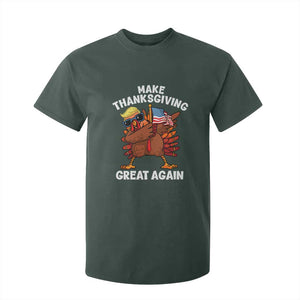 Make Thanksgiving Great Again T Shirt For Kid Dabbing Turkey Trump American Flag TS02 Dark Forest Green Print Your Wear