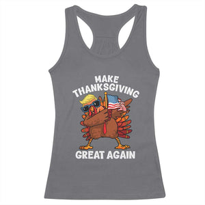 Make Thanksgiving Great Again Racerback Tank Top Dabbing Turkey Trump American Flag TS02 Charcoal Print Your Wear