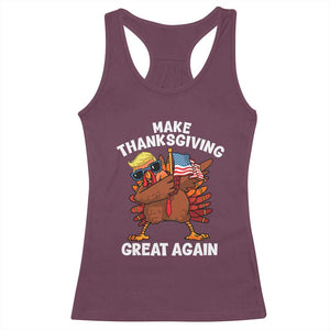 Make Thanksgiving Great Again Racerback Tank Top Dabbing Turkey Trump American Flag TS02 Maroon Print Your Wear