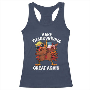 Make Thanksgiving Great Again Racerback Tank Top Dabbing Turkey Trump American Flag TS02 Navy Print Your Wear