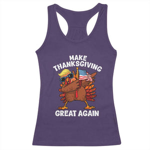 Make Thanksgiving Great Again Racerback Tank Top Dabbing Turkey Trump American Flag TS02 Purple Print Your Wear