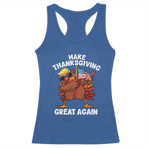 Make Thanksgiving Great Again Racerback Tank Top Dabbing Turkey Trump American Flag TS02 Royal Blue Print Your Wear