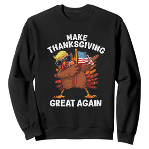 Make Thanksgiving Great Again Sweatshirt Dabbing Turkey Trump American Flag TS02 Black Print Your Wear