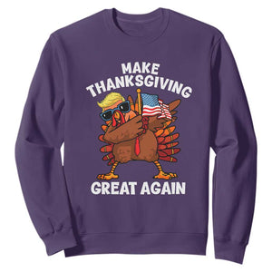 Make Thanksgiving Great Again Sweatshirt Dabbing Turkey Trump American Flag TS02 Purple Print Your Wear