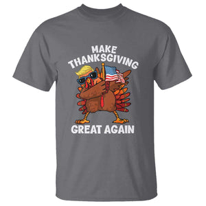 Make Thanksgiving Great Again T Shirt Dabbing Turkey Trump American Flag TS02 Charcoal Print Your Wear