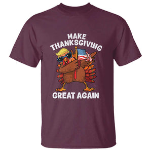 Make Thanksgiving Great Again T Shirt Dabbing Turkey Trump American Flag TS02 Maroon Print Your Wear