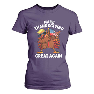 Make Thanksgiving Great Again T Shirt For Women Dabbing Turkey Trump American Flag TS02 Purple Print Your Wear