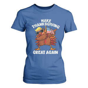 Make Thanksgiving Great Again T Shirt For Women Dabbing Turkey Trump American Flag TS02 Royal Blue Print Your Wear