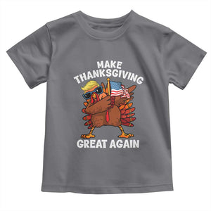 Make Thanksgiving Great Again Toddler T Shirt Dabbing Turkey Trump American Flag TS02 Charcoal Print Your Wear