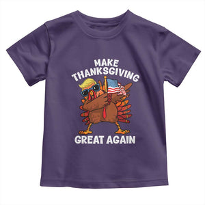 Make Thanksgiving Great Again Toddler T Shirt Dabbing Turkey Trump American Flag TS02 Purple Print Your Wear