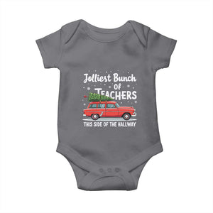 Funny Christmas Teacher Baby Onesie Jolliest Bunch Of Teachers This Side Of The Hallway Xmas PJ Gift TS02 Charcoal Print Your Wear