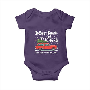 Funny Christmas Teacher Baby Onesie Jolliest Bunch Of Teachers This Side Of The Hallway Xmas PJ Gift TS02 Purple Print Your Wear