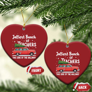 Funny Xmas Teacher Christmas Ornament Jolliest Bunch Of Teachers This Side Of The Hallway Xmas PJ Gift TS02 Heart Red Print Your Wear