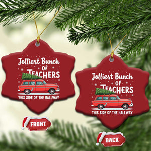 Funny Xmas Teacher Christmas Ornament Jolliest Bunch Of Teachers This Side Of The Hallway Xmas PJ Gift TS02 Snow Flake Red Print Your Wear